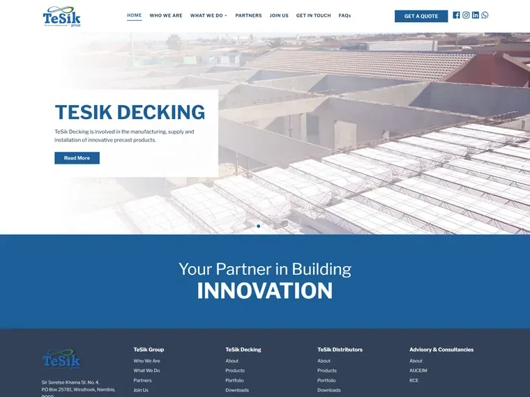 Tesik Group website, built by Fontein